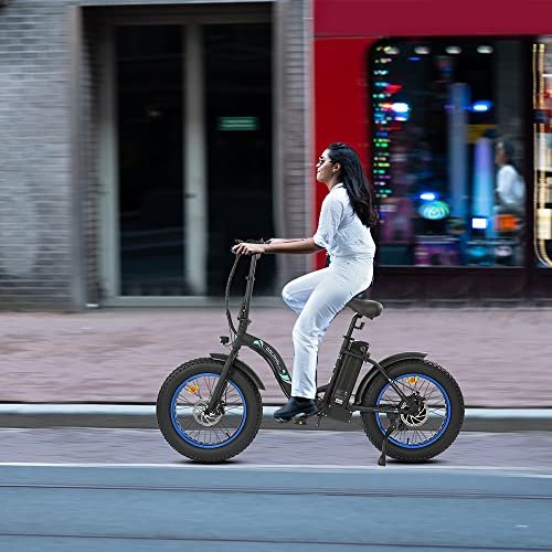 ECOTRIC 20″ Powerful Electric Bike for Adults 500W 36V Folding Fat Tire Bicycle 12.5AH Lithium Battery Ebike Rear Motor Alloy Frame Shimano 7 Speed Gear (Black/White) - Image 6