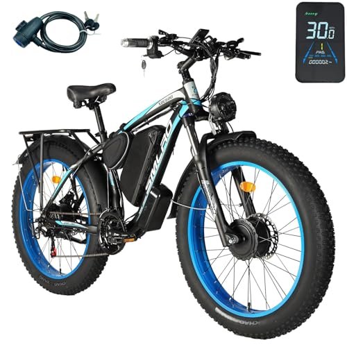 2000W Dual Motor Electric Bike for Adults, 21-Speed AWD Ebike, 35MPH 48V 22.4Ah Fat Tire Mountain E Bikes for Hunting, 26” Hydraulic Disc Brake Adult Electric Bicycles for Men & Women - Image 3