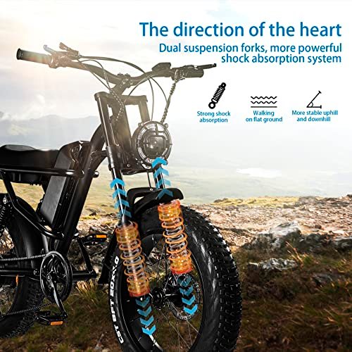 Electric Bike 000w Electric Bicycle 20 * 4.0 inch Fat Tire Ebike, Ebike for Adults Electric Bike 20MPH Adult Electric Bicycle Lockable Suspension Fork, Beach Snow E-Bike 7 Speed - Image 3
