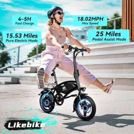 Folding Electric Bike for Adults, 500W Peak Motor, 14″ Adults Electric Bicycles, 280.8Wh Battery, 25 Miles PAS Range, Mini E Bike for Adults and Teens, Ebike UL 2849 Certified, 3 Levels Assist