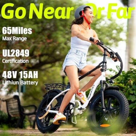 GL Electric Bike for Adults,Peak 1500W Foldable Ebike,28MPH 65Miles Folding Electric Bike with 48V 15AH Removable Battery,20″ X 4.0 Fat Tire Electric Bike,7 Speed