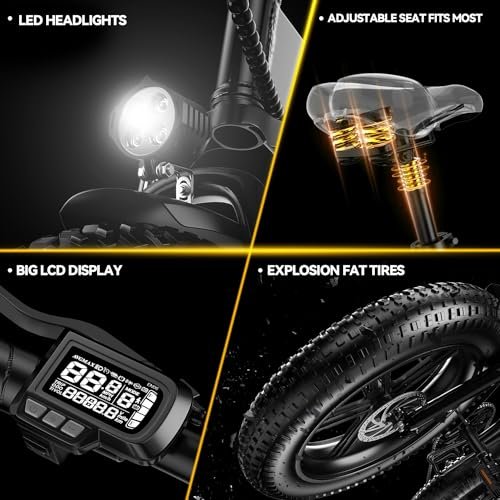 Electric Bike for Adults with Peak 1000W Brushless Motor,70Miles 28MPH Commuting Electric Foldable Bike with 48V15A Removable Battery,7-Speed Electric Bicycles,20″ Tires and Front Suspension Bicycles - Image 3