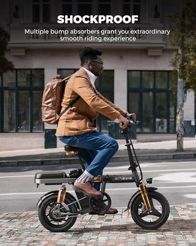 ENGWE T14 600W(Peak) Folding Electric Bike for Adults Teens – 48V10A Battery 14inch Fat Tires E-Bike Full Suspension 19.2MPH 25Miles Range, Compact Commuter Cruiser Ebike - Image 5