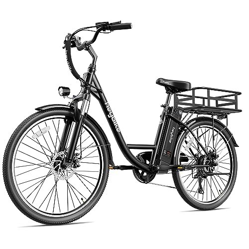 Heybike Cityscape Electric Bike 350W(Peak 500W) Electric City Cruiser Bicycle Up to 40 Miles 23MPH Removable Battery, 7-Speed and Dual Shock Absorber, 26″ Electric Commuter Bike for Adults - Image 6