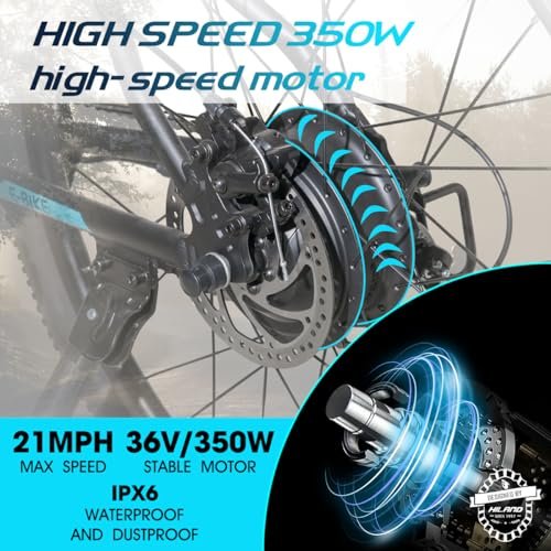 HILAND Rockshark Electric Bike for Adults, 27.5 inch Electric Mountain Bicycle with 10.4Ah Removable Battery, 350W 36V Motor, 21 speeds 20MPH Ebike for Men