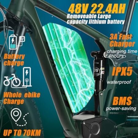 Electric Bike for Adults, Nexusrider Su7 2000W Dual Motor Electric Bicycle, 7 Speed 35MPH MTB, 48V 22.4AH 26 in Fat Tire Ebike with Full Suspension, 90 Miles Single & Dual Drive Switching