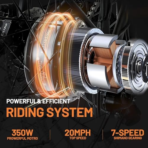 ECOTRIC Citycruiser Electric Bike 26″ E Bike 350W Motor Bicycles Removable 36V 10AH Lithium Battery Commute Step-Through Ebike Moped for Adults with Basket Shimano 7 Speed Gears - Image 4