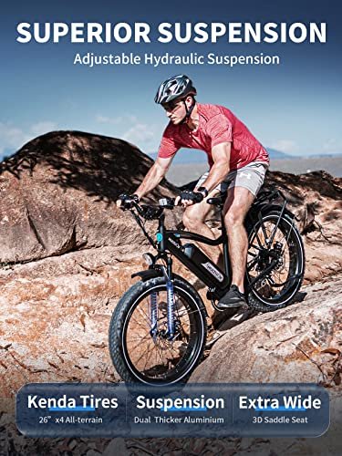 Electric Bike for Adults,Upgraded 48V 20Ah Removable Battery,Peak 1000W Powerful Motor,70Mi Long Range,26″x4″ Fat Tire,UL Certified 7-Speed