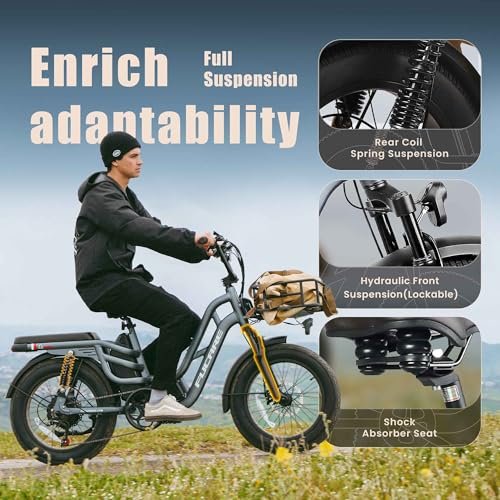Fucare Libra 1200W Peak Electric Bike for Adults 32MPH 48V 20Ah (Rated 19.2AH) LG Battery EBike, Full Suspension 20″×4.0″ Fat Tire 750w Electric Bicycles - Image 5