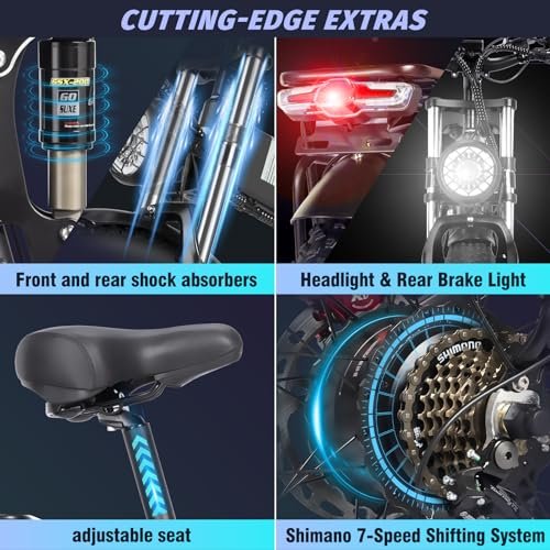 Folding Electric Bike for Adults – 1000/2000W, 30/37MPH Ebike with 48V 15/20AH – 20″/26″ 50/75 Miles – 7-Speed Gears – Beach Mountain Snow Electric Bicycle UL Certified - Image 3