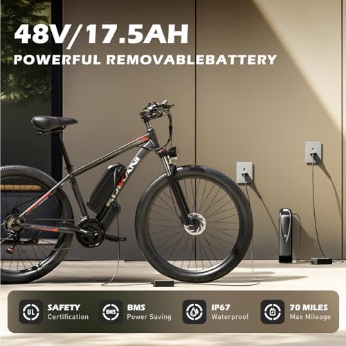 Electric Bike for Adults, 29″ Ebike with Peak 1000W Brushless Motor, 34MPH 17.5Ah 840Wh Electric Mountain Bike, 70 Miles Electric Bicycle for Commuter, Lockable Front Fork Suspension, 21-Speed Gears - Image 6