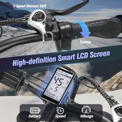 Folding Electric Bike for Adults – 1000/2000W, 30/37MPH Ebike with 48V 15/20AH – 20″/26″ 50/75 Miles – 7-Speed Gears – Beach Mountain Snow Electric Bicycle UL Certified - Image 6