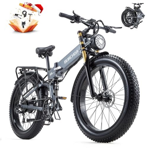 1000W Electric Bike Adults, 48V 20Ah LG Cells Battery, 26”x4.0 Inch Fat Tire Ebike, 30MPH Dual Hydraulic Disc Brakes Full Suspension E Bike, 80Miles Off Road Mountain Ebikes for Men Women