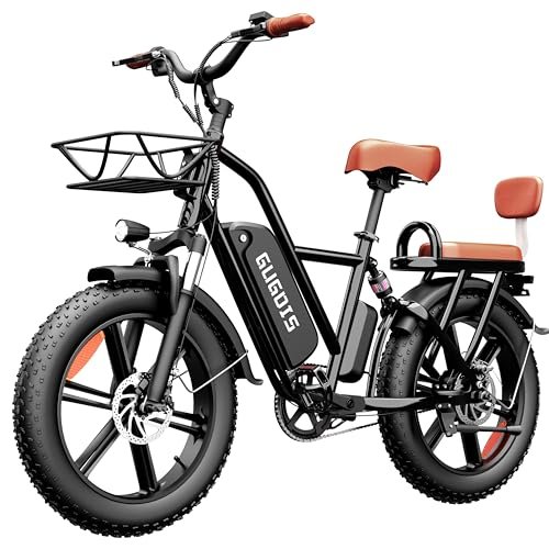 20″ Fat Tire Electric Bike for Adults，1000W/1500W Brushless Motor,48V 15AH Removable Battery Ebike 30 Mph Speed,Beach Mountain Commuting Family Electric Bicycles-2 Seater