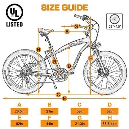 ECOTRIC Coolboy Electric Bike 26″ Fat Tire 750W Electric Mountain Bike 48V 12.5AH Removable Large Battery Adult Electric Bicycles Beach Snow Mountain Bike Dual Shock Absorber & Shimano 7-Speed