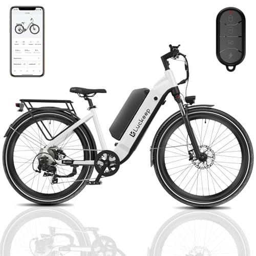 Electric Bike for Adults 1300W Peak Motor 48V 35AH Battery 32MPH 80Miles Range 27.5” Step-Thru Ebike with Torque Sensor, APP Control, Anti-Theft Alarm, Dual Hydraulic Brake Electric Bicycle