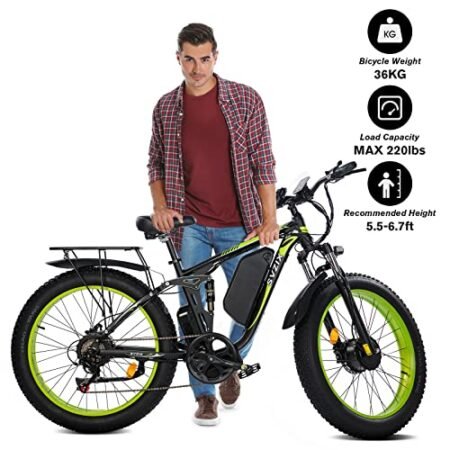 Electric Bike for Adults, 2000W Ebikes 26″x4″ Fat Tire Bicycle, Dual Motor 48V/22.4Ah Removable Larger Battery Bikes for Beach Mountain Snow Commute Off-Road Ride with UL Certified