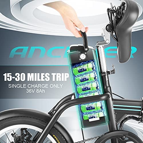 ANCHEER Folding Electric Bicycles, 16-inch Electric Bike with 8Ah Removable Battery, 15-30 Miles Range Power-Assist City Ebikes for Adults