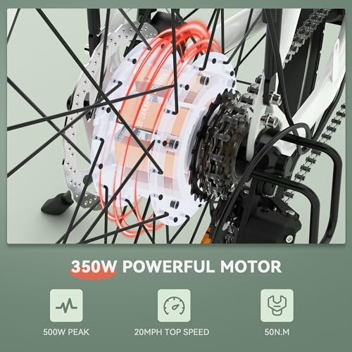 ESKUTE Electric Bike for Adults – 500W Peak Motor C100 City Commuter EBike 26 inch Removable Battery Up to 40Miles Range LCD Display 7 Speed Gears and Front Suspension - Image 6