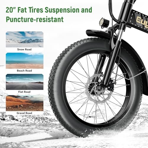 Foldable Electric Bike for Adults, 30+MPH, 48V 20Ah Removable Lithium Battery up to 80Miles, 20″ Fat Tire 1000W Peak Dirt Ebike Adult Electric Bicycle for City Commute Beach Mountain E Bike - Image 3
