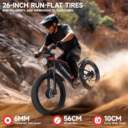 2000W Electric Bicycle for Adults- Moped Style Ebike with 1144WH Battery Pack up to 50 Miles 37MPH, 26″ Fat Tire, 7-Speed, 6-Layer Suspension - Image 3