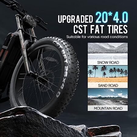eAhora Juliet Electric Bike for Adults,1000W 60AH Electric Bike 20 “Fat Tire Long Range Full Suspension Color Display Mountain Bike for Longer Trip Commute