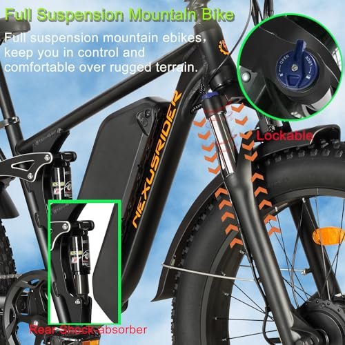 Dual Motor 2000W Electric Bike for Adults, 48V 22.4Ah 35MPH 60Miles Long Range E-Bike, 26″*4.0 Fat Tire Off Road Snow Mountain Ebike, Dual Hydraulic Disc Brake E-Bikes 7 Speed