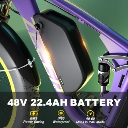 Electric Bike for Adults, 2000W Ebike 48V 22.4Ah Lithium Battery 35MPH 26″ Full Suspension Electric Bicycles 7 Speed Hydraulic Brakes Up to 60 Miles