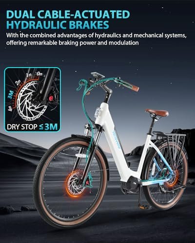 Electric Bike for Adults 1000W Peak 150N.M Mid-Drive with Torque Sensor, 27.5″ Dual Suspension Ebikes for Adults, 672Wh Removable Battery up to 50 Miles, 7-Speed Step-Thru City Ebike - Image 4
