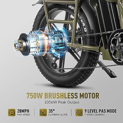 20X4” Fat Tire Step-Thru Electric Bike 750W Cargo Ebike, 400lbs Payload,48V 15AH Removable Battery, Ebike up to 28MPH, Hydraulic Brake, 7-Speed Electric Bike for Adults with UL - Image 5