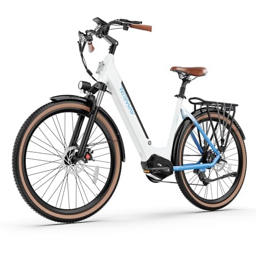 Electric Bike for Adults 1000W Peak 150N.M Mid-Drive with Torque Sensor, 27.5″ Dual Suspension Ebikes for Adults, 672Wh Removable Battery up to 50 Miles, 7-Speed Step-Thru City Ebike