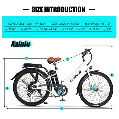 Electric City Bike for Adults | 26” Electric Commuter E-Bike |7-Speed | Peak 500W Brushless Motor with 36V 10.2Ah UL-Certified Removable Battery | Electric Bicycle White - Image 4