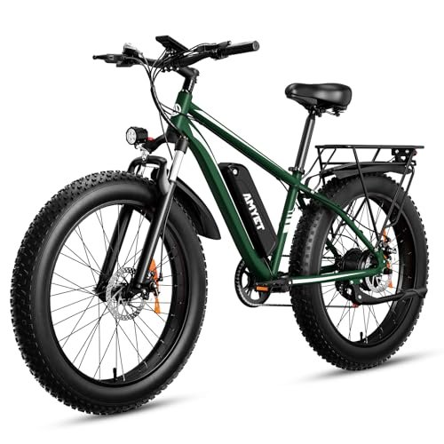 EB26 Electric Bike for Adults 1000W/peak 1500W Electric Bicycle 48V 15AH Battery Electric Bike 26″ Fat Tire Mountain 31mph Shimano 7 Speed Gears Dual Shock Absorber Electric Bike (Green) - Image 6