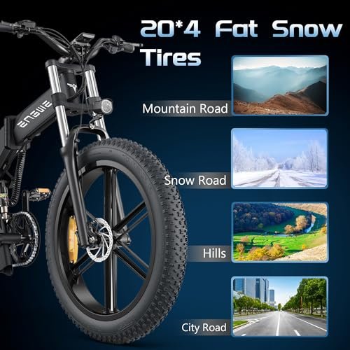 Folding Electric Bike for Adults,48V 29.2Ah Dual Batteries,1000W 31 MPH 93.2 Miles Max Range 8-Speed Adult Electric Bicycles,26” Fat Tire Electric Mountain Bike with Triple Suspension - Image 5