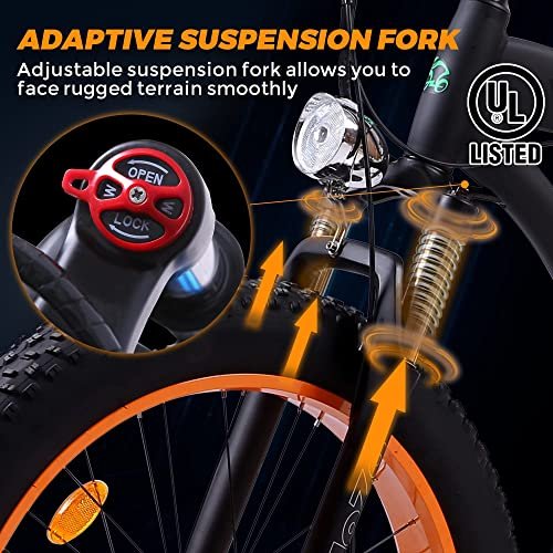 ECOTRIC Coolboy Electric Bike 26″ Fat Tire 750W Electric Mountain Bike 48V 12.5AH Removable Large Battery Adult Electric Bicycles Beach Snow Mountain Bike Dual Shock Absorber & Shimano 7-Speed - Image 3