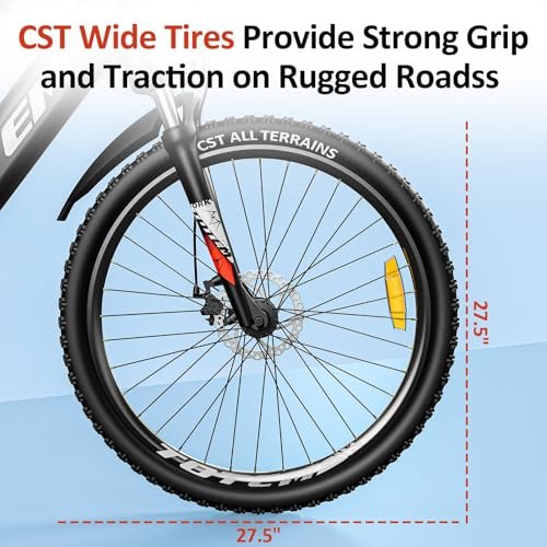 E-TOTEM 27.5″ Electric Bicycle for Adults with 21-Speed Gear and Mechanical Disc Brakes, E-Bike with 48V 10.4Ah Removable Battery Up to 40 Miles of Range, Electric Bike with Suspension Fork