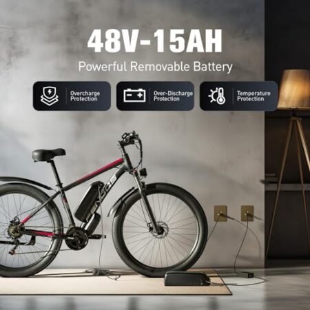Electric Bike for Adults with 1000W Peak Motor 27.5″ Electric Bicycles 48V15AH Removable Battery Ebike,32MPH Mountain Bike 21 Speed Ebikes,Front Suspension Electric Bikes
