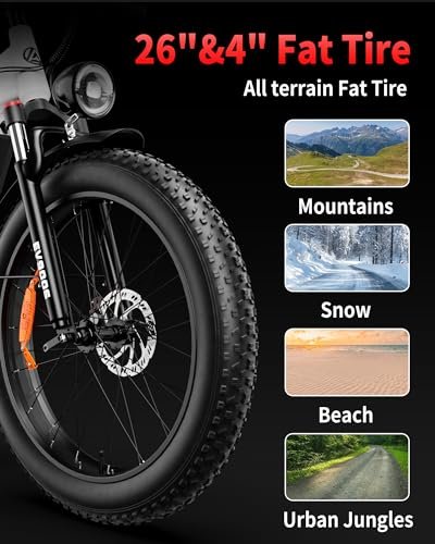 EV900X/EV900S Peak 1500W Ebike,52V/48V 20Ah Removable Battery,26″ Fat Tire,70Miles&32MPH/28MPH,Electric Bike for Adults,7 Speed Gears,Dual Shock Absorber,Adults Electric Bicycle - Image 3