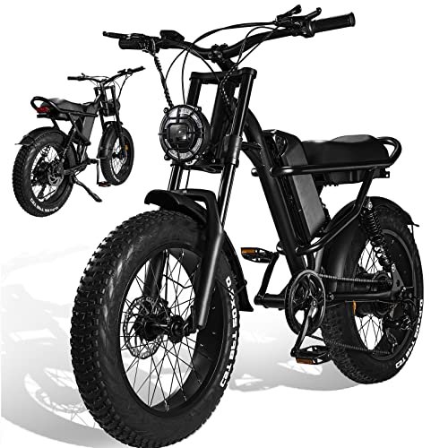 Electric Bike 000w Electric Bicycle 20 * 4.0 inch Fat Tire Ebike, Ebike for Adults Electric Bike 20MPH Adult Electric Bicycle Lockable Suspension Fork, Beach Snow E-Bike 7 Speed - Image 5