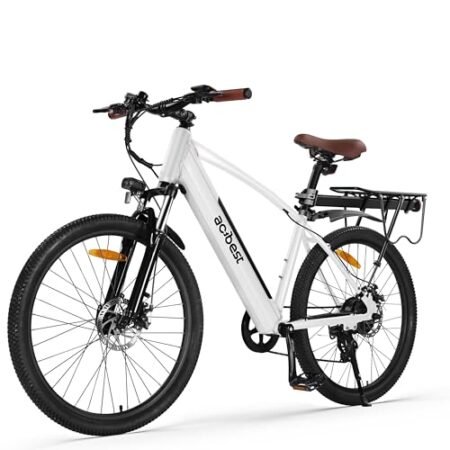 Core Electric Bike for Adults -468Wh Removable Built in Battery, Peak 500W Brushless Motor Mountain Ebike, 26X2.1 Tire Bicycle with 7 Speed, Max 50 Miles,White with Guards&Rack