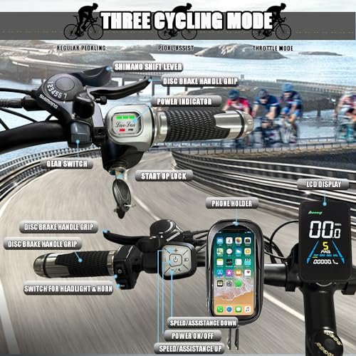 Electric Bike for Adult, Dual Motor 2000W 35MPH AWD Ebike, 48V 22.4AH Removable Lithium Battery, 26″ Fat Tire MTB, 21-Speed with Ignition Lock Hydraulic Disc Brake Front Suspension - Image 6