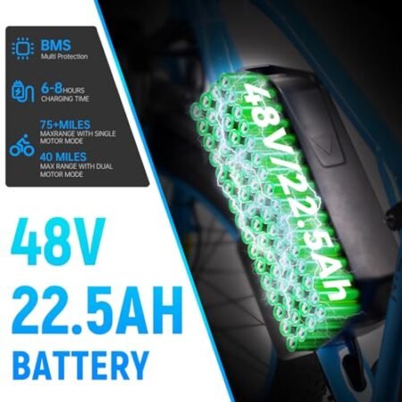 Electric Bike for Adults – Dual Motor AWD 2000W 32MPH Ebike with 48v/22.5Ah Removable Battery, 26×4.0 Fat Tire Mountain Electric Bicycle, Hydraulic Disc Brake E-Bike for Men Women