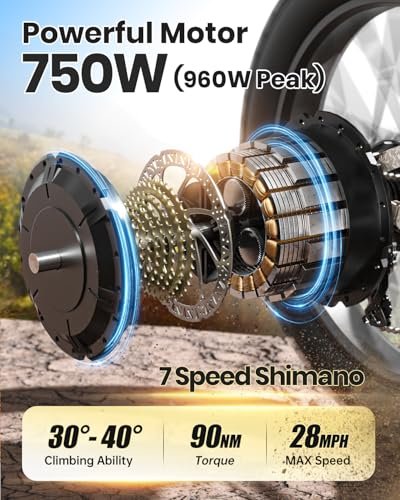 Electric Bike for Adults 960W, 48V 20AH Battery Adult Electric Bicycles, 26″ Fat Tire Full Suspension Step-Thru Ebike, 28MPH Mountain Ebike, 7 Speed, 80Miles Range, UL Certified-Boxer ST - Image 5