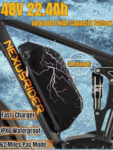 Electric Bike for Adult, NEXUSRIDER 2000W Dual Motor 35 MPH 48V 22.4Ah 7 Speed AWD Ebike, Electric Mountain Bicycle with 26″ Fat Tire MTB,Dual Hydraulic Disc Brakes Full Suspension - Image 3