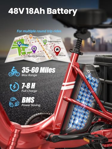 Electric Tricycle for Adult with 750W Motor, 60 Miles Range Pickup Class Trike, 500 Lbs Load Electric Trike with Rear Differential and 20” Fat Tires, 48V 18AH Cell Battery, Husky