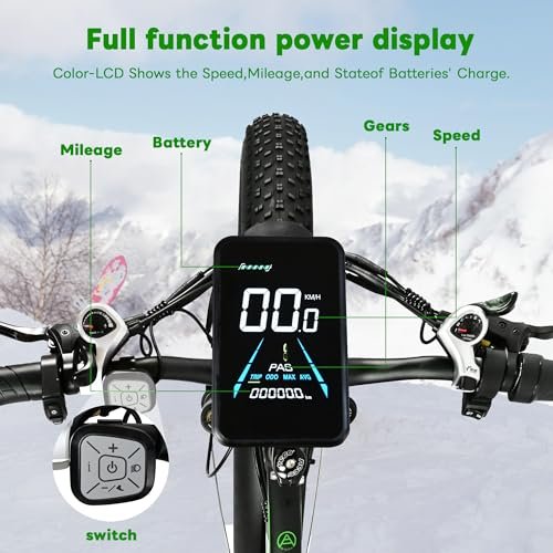 Electric Bike for Adult 2000W Ebike 48V20AHRemovable Battery 26″X4″Fat Tire 35MPH&80Miles Shi-mano 21 Speed Mountain Electric Bicycle with Dual Hydraulic Disc Brakes - Image 3