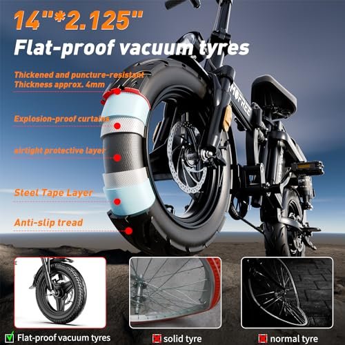 Electric Bike for Adults, City Commuter Foldable Electric Bike 50 Miles, E Bikes for Adults 1000w Motor, 3-Speed Folding Ebike Enjoy Off-Road Riding with Rearview Mirror, LCD Display - Image 4