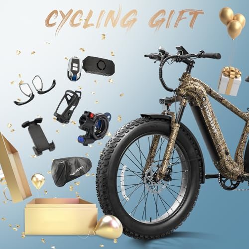 Electric Bike for Adults, 26″ Fat Tire Electric Mountain Bike with 750W, 48V 15AH Removable Battery Ebike, 28MPH Aluminum Frame E Bike with 7-Speed and Front Suspension Beagle