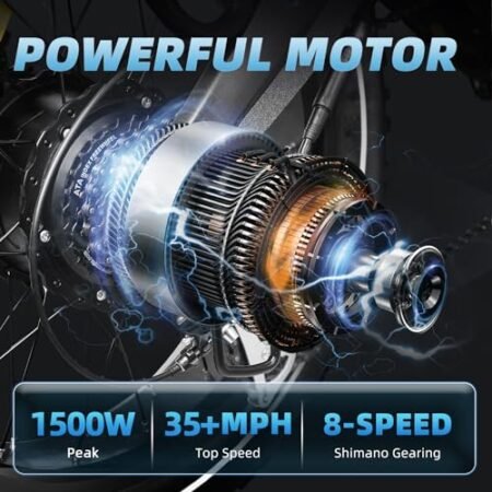 Electric Bike for Adults, 1500/2000W Peak Motor, 35MPH 60-80Miles Long Range, 48V 20/25AH Removable Battery E Bike, 20″ Fat Tire Folding Electric Bike, 7/8 Speed, Front Fork Suspension