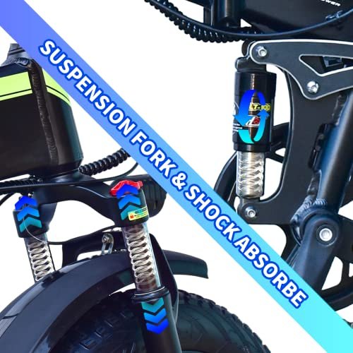 DEEPOWER H20pro Electric Bike, 1000W/2000W 20″ Fat Tire Folding Electric Bicycle, 48V 20Ah Removable High Capacity Battery, 7-Speed, Dual Shock Absorbers, Mountain EBike for Adults with USB Port - Image 3